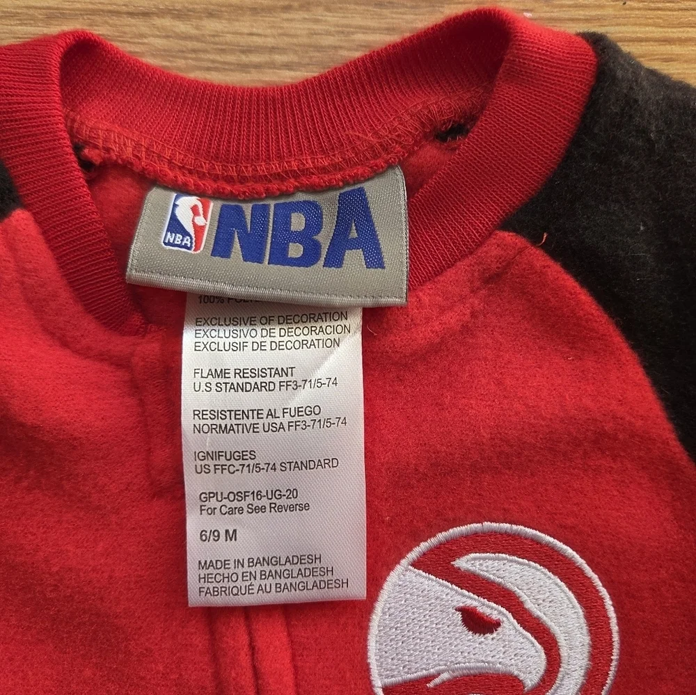 NBA Atlanta Hawks Footie Pajama One Piece NWT 0-3M, 3-6M, 6-9M Red Black